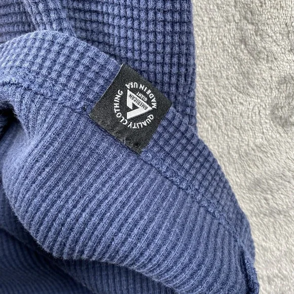American Giant Shirt Mens Size M Blue Thermal Waffle Long Sleeve Made In USA - Picture 8 of 15